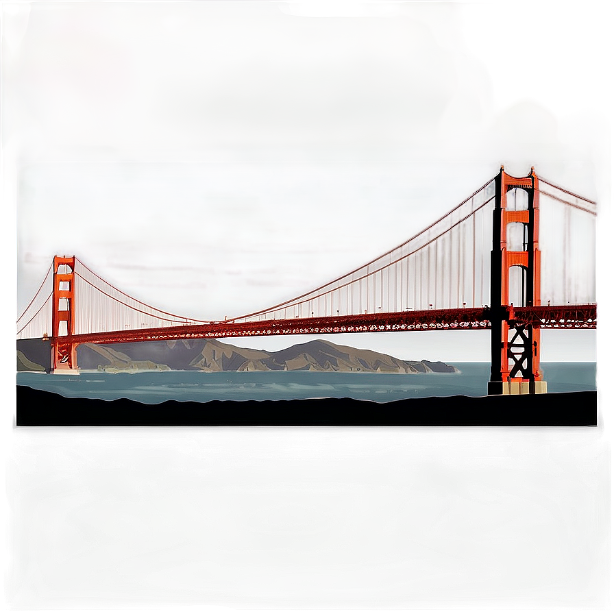 Golden Gate Bridge Vintage Style Png Mni25 PNG image