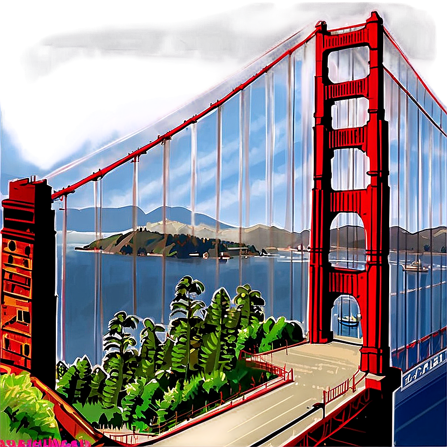 Golden Gate Bridge With Bay View Png Qip60 PNG image