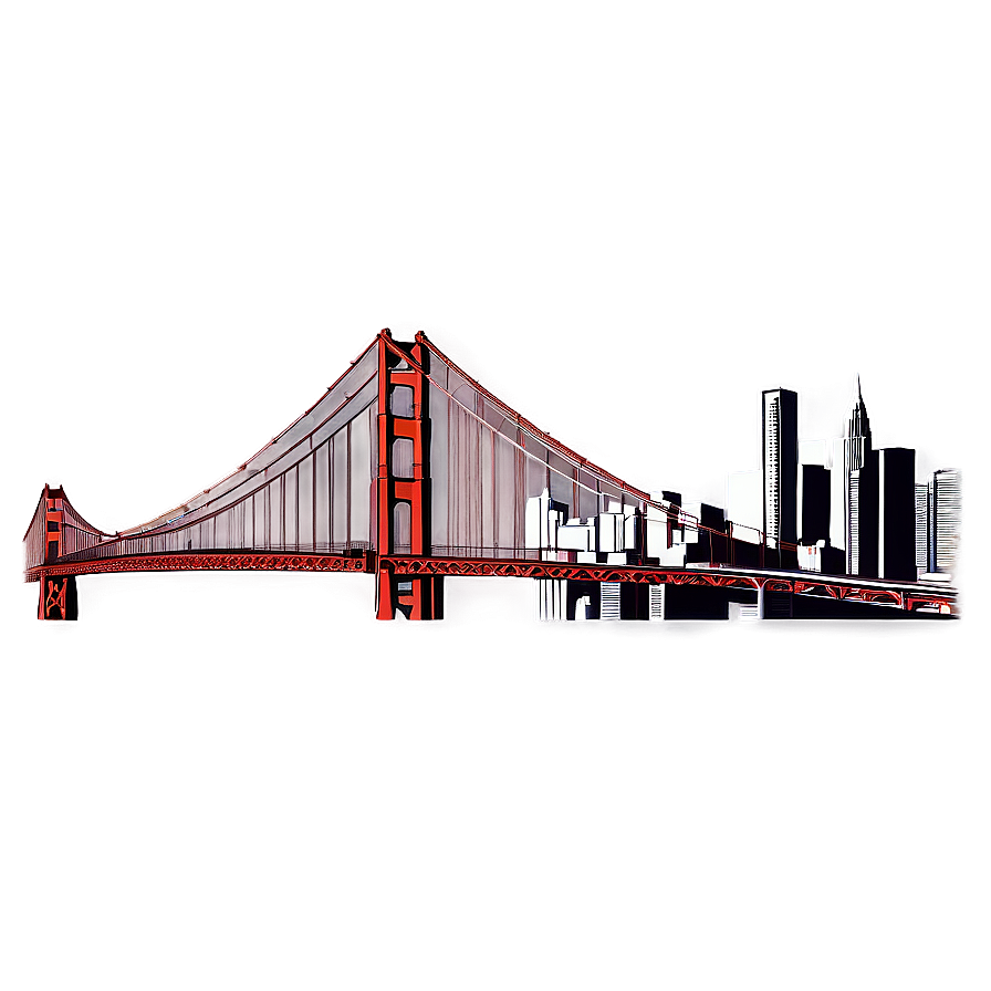 Golden Gate Bridge With City Skyline Png Bsn12 PNG image