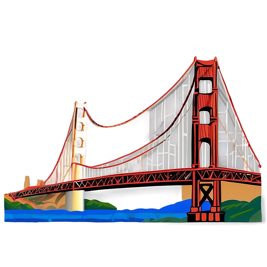 Golden Gate Bridge With City Skyline Png Nbr PNG image