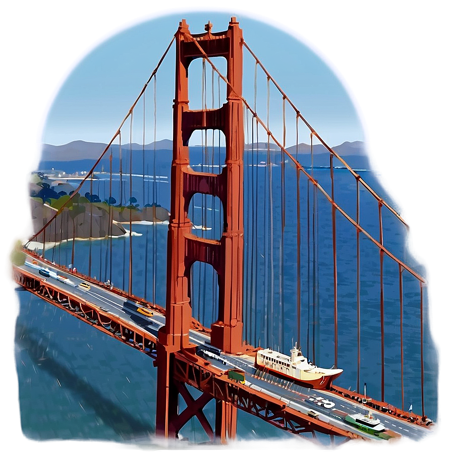 Golden Gate Bridge With Passing Ship Png 06122024 PNG image