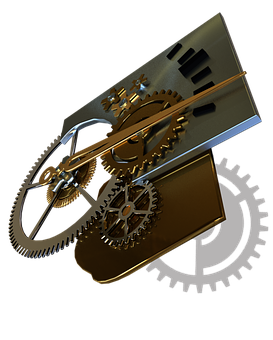 Golden Gearsand Cogs PNG image