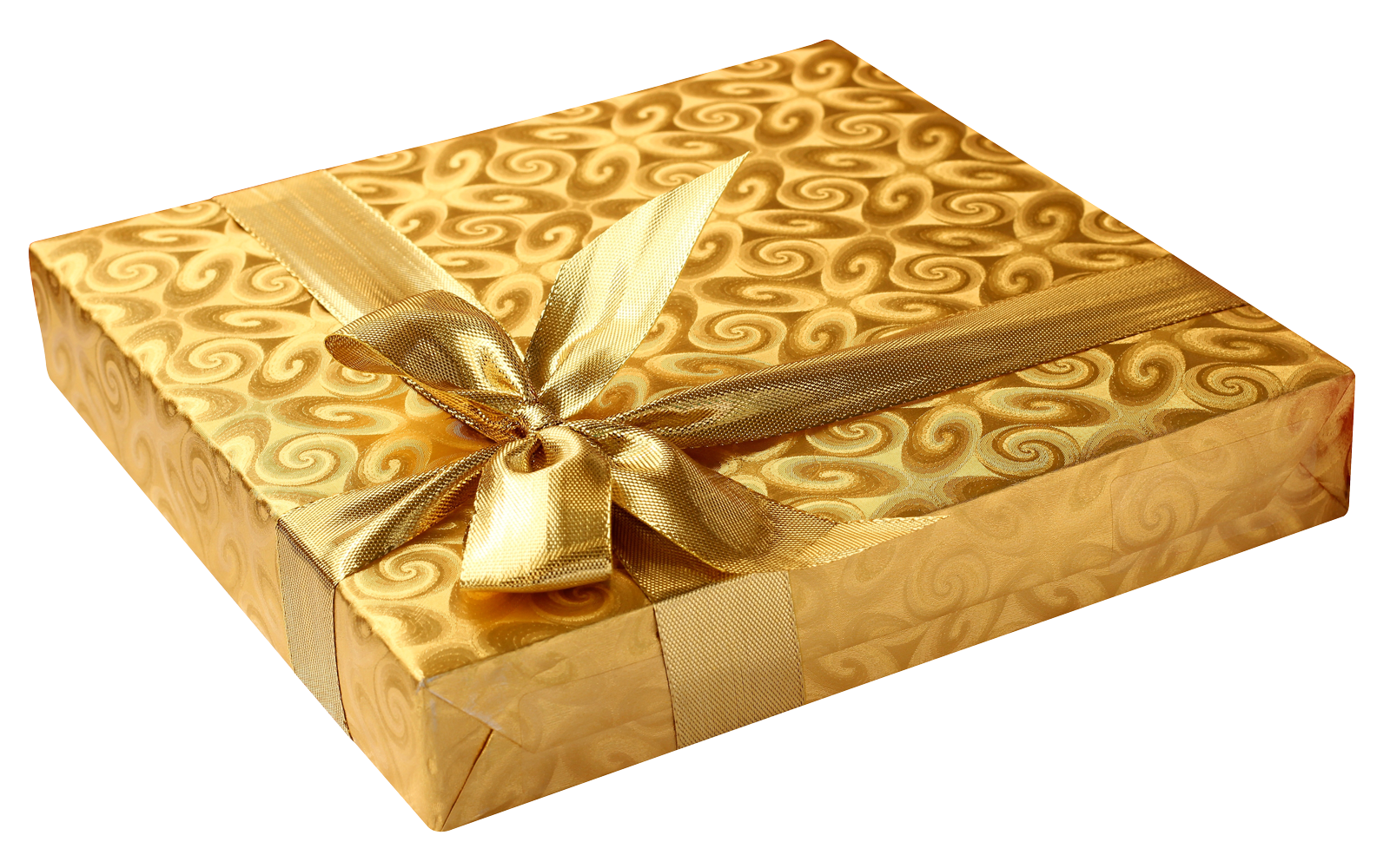 Golden Gift Boxwith Satin Ribbon PNG image