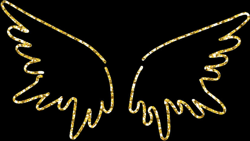 Golden Glitter Angel Wings PNG image