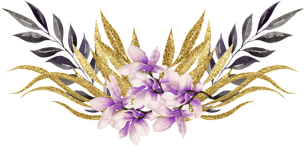 Golden Glitter Magnolia Floral Design PNG image