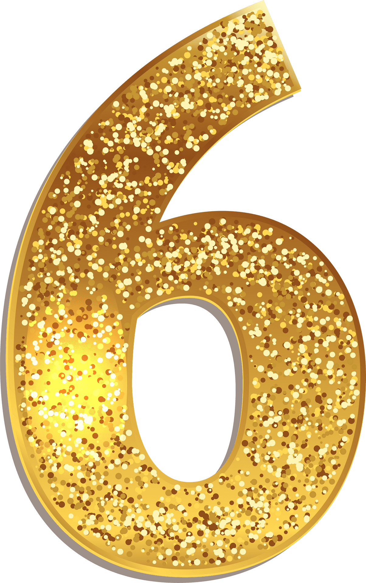 Golden Glitter Number Six PNG image