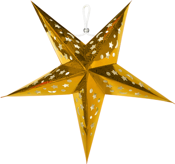 Golden Hanging Star Decoration PNG image