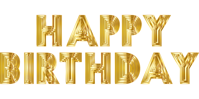 Golden Happy Birthday Text PNG image