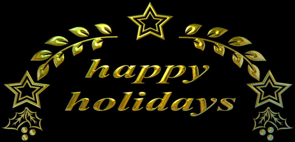 Golden_ Happy_ Holidays_ Greeting PNG image