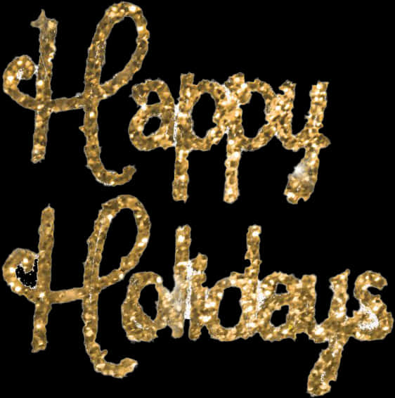 Golden Happy Holidays Text PNG image