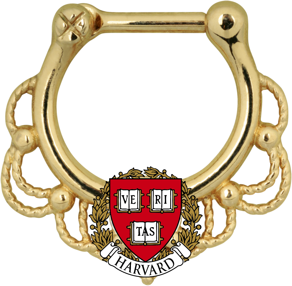 Golden Harvard Septum Ring PNG image