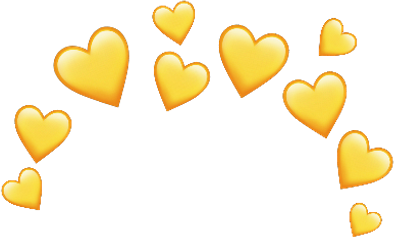 Golden Heart Emojis Scattered PNG image