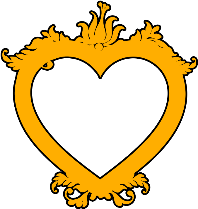 Golden Heart Frame Design PNG image
