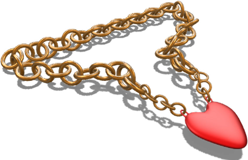 Golden Heart Pendant Chain PNG image