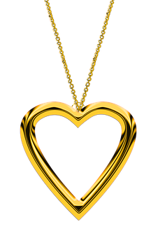 Golden Heart Pendanton Chain PNG image