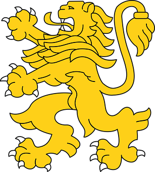 Golden Heraldic Lion Illustration PNG image