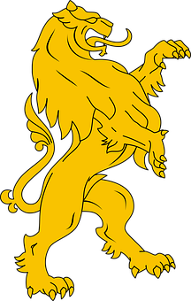 Golden Heraldic Lion PNG image