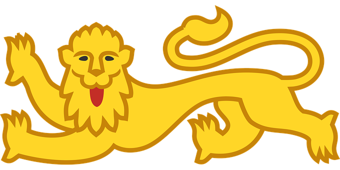 Golden_ Heraldic_ Lion_ Vector PNG image