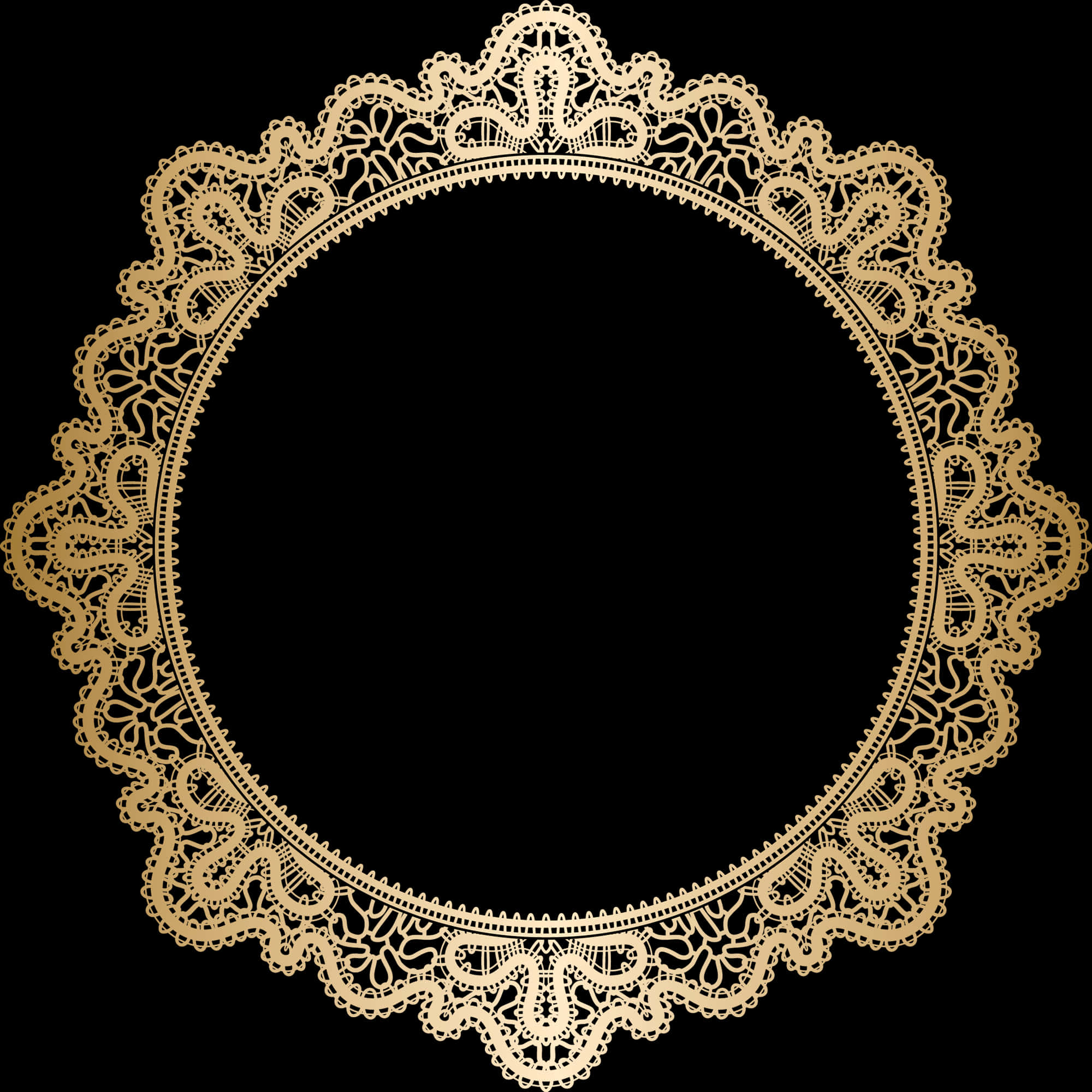 Golden Lace Frame Design PNG image