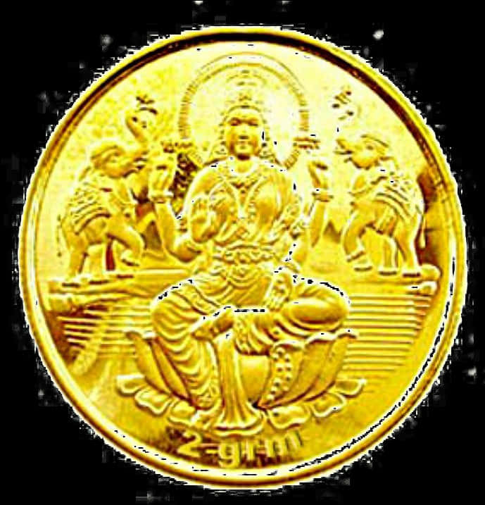 Golden Lakshmi Coin Embossed Design PNG image