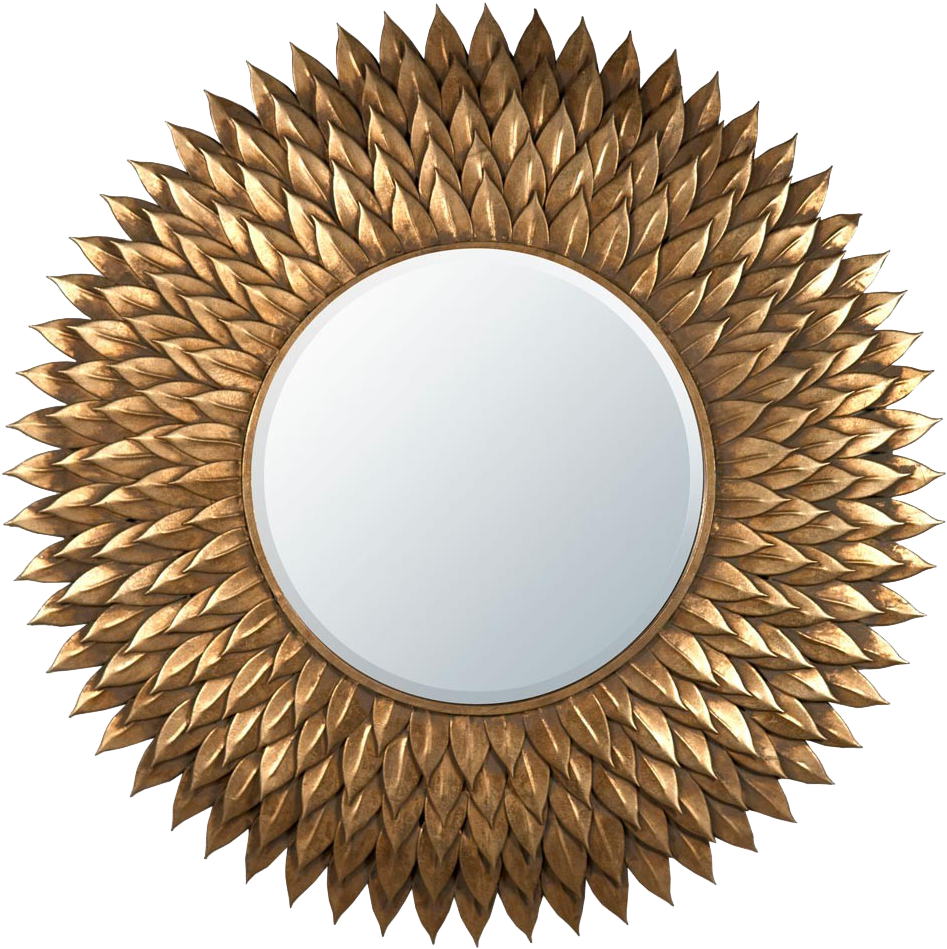 Golden Leaf Design Wall Mirror PNG image