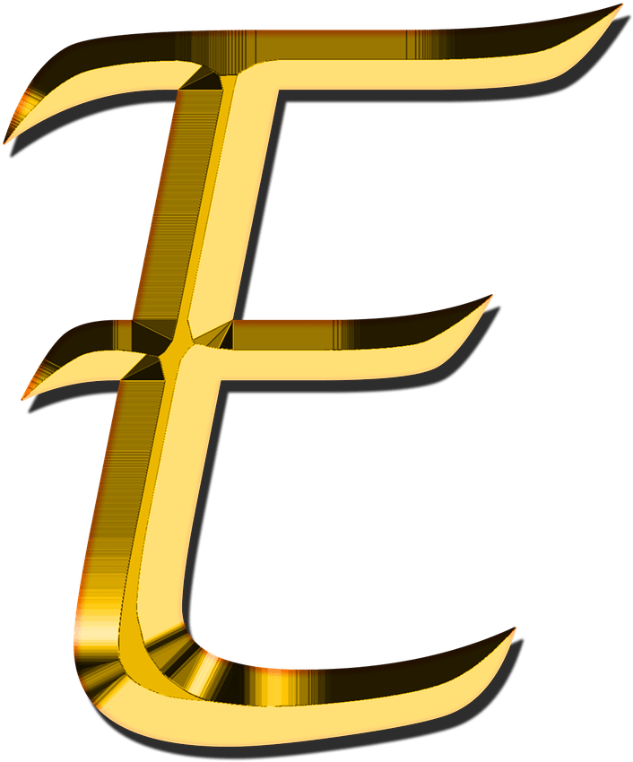 Golden Letter E Design PNG image