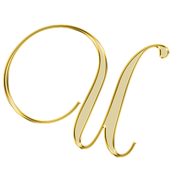 Golden Letter Qand C PNG image