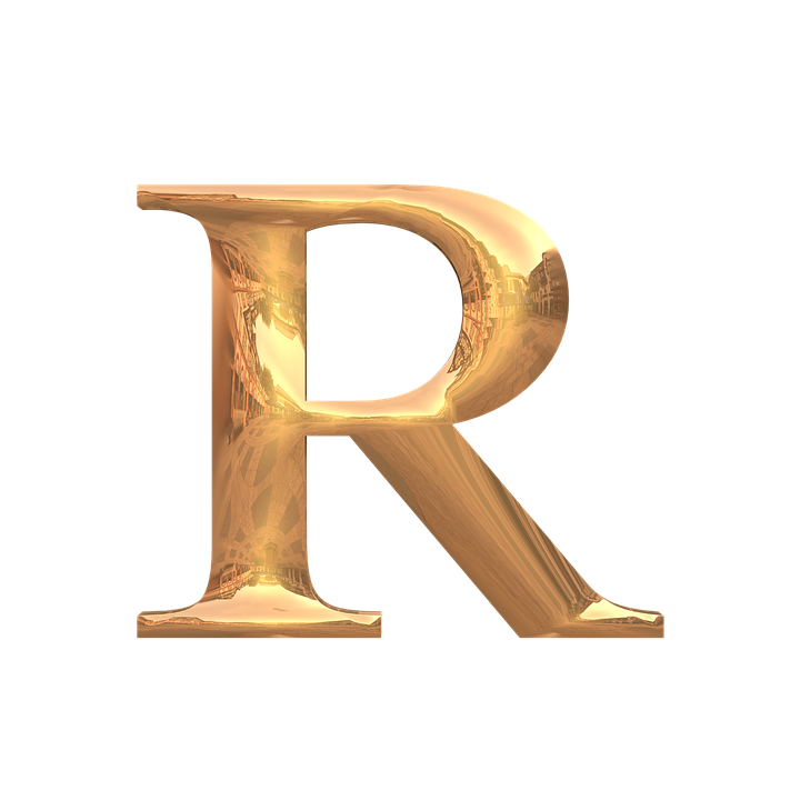 Golden Letter R3 D Rendering PNG image