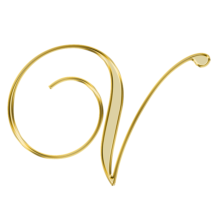 Golden Letter V Design PNG image