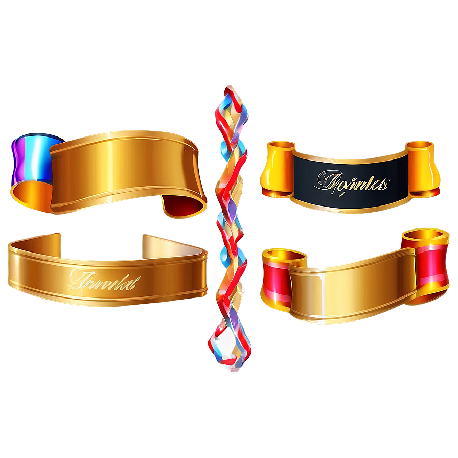 Golden Line Ribbon Banner Png 11 PNG image