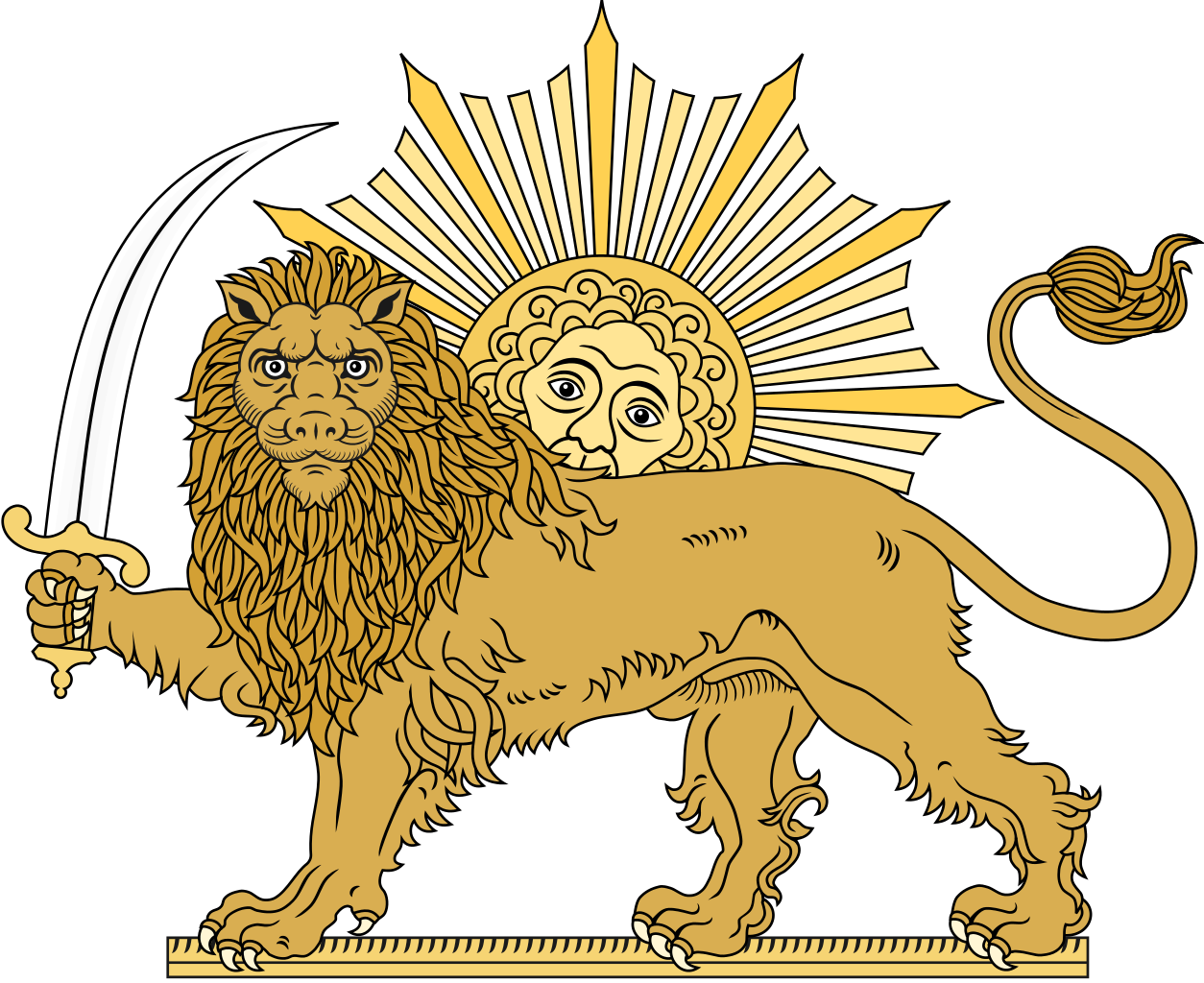 Golden Lion Sun Symbol Illustration PNG image