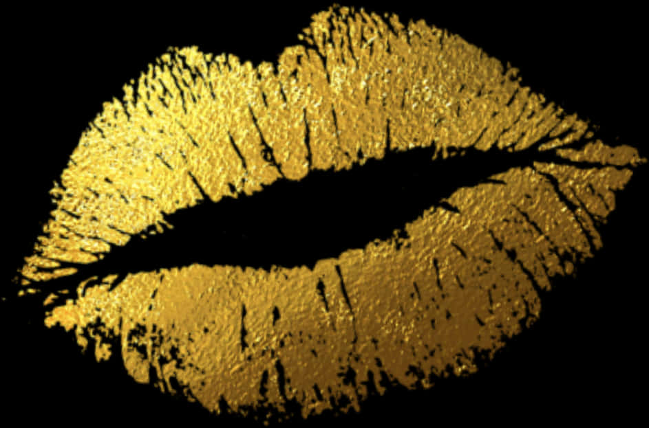 Golden Lipstick Kiss Print PNG image