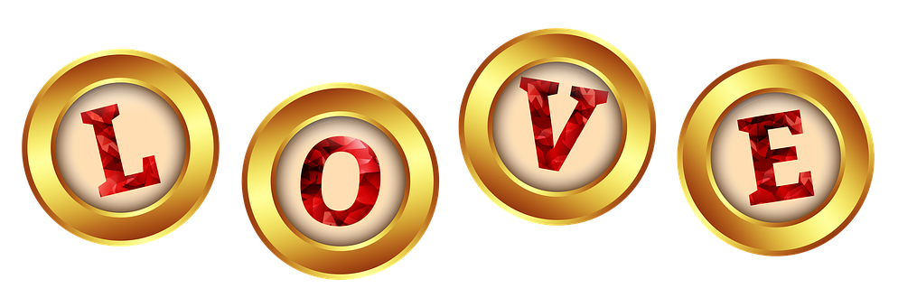 Golden Love Letters Design PNG image