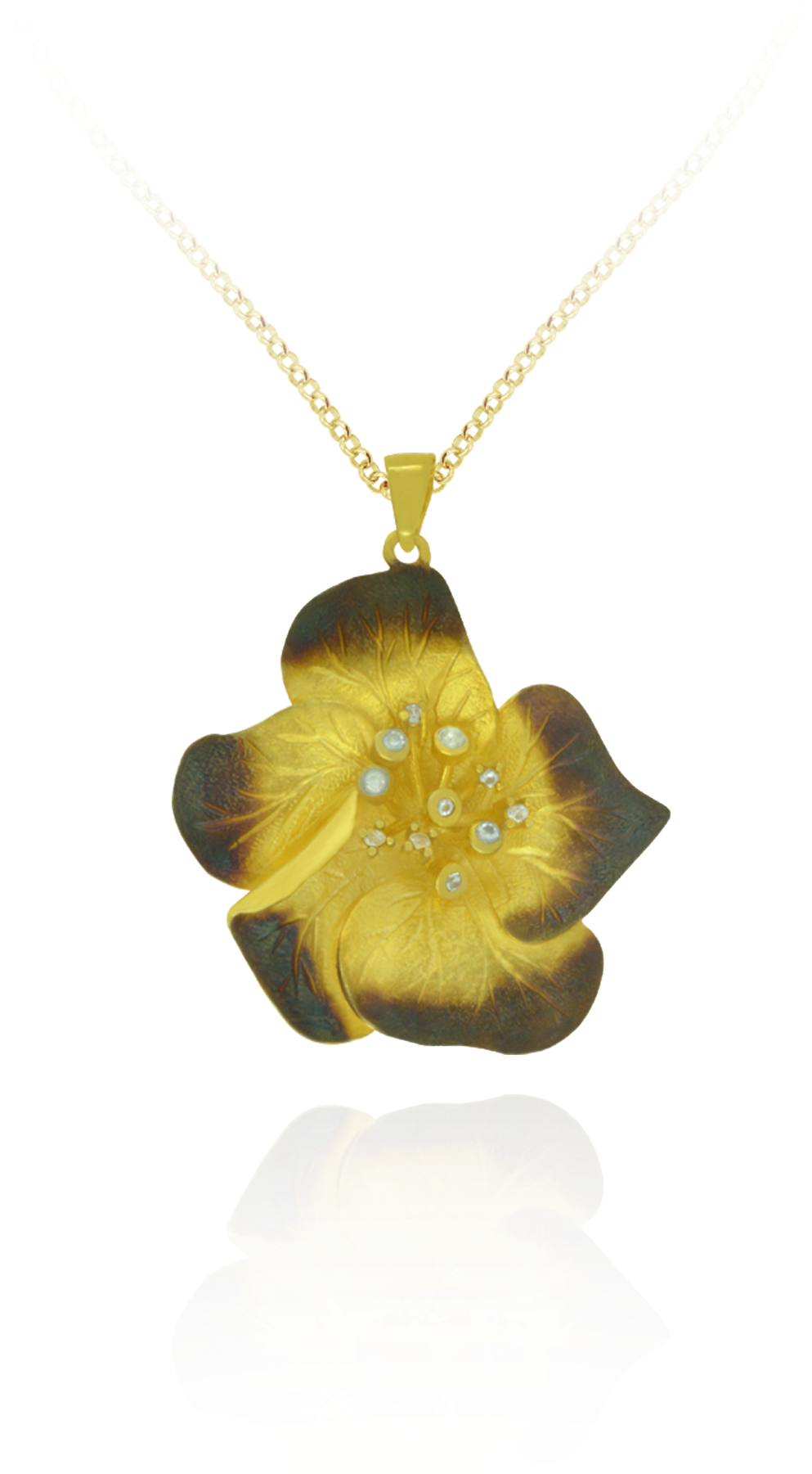 Golden Magnolia Pendant Necklace PNG image