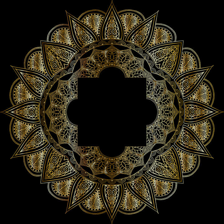 Golden Mandala Designwith Central Space PNG image