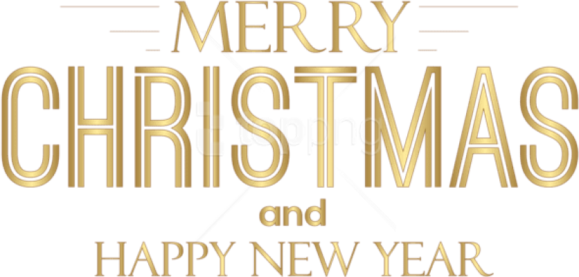 Golden Merry Christmas Happy New Year Greeting PNG image