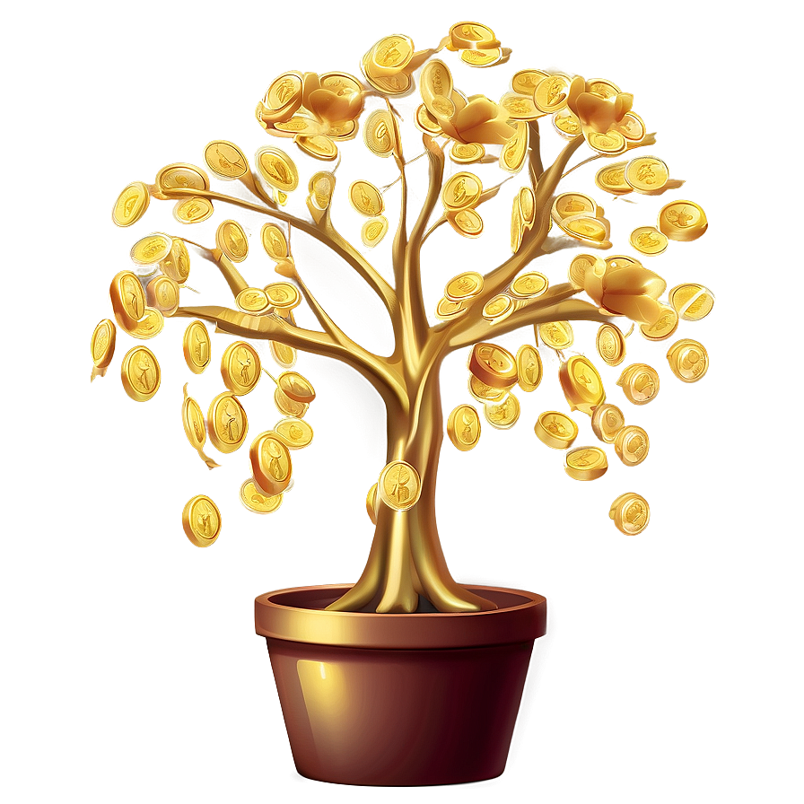 Golden Money Tree Design Png 11 PNG image