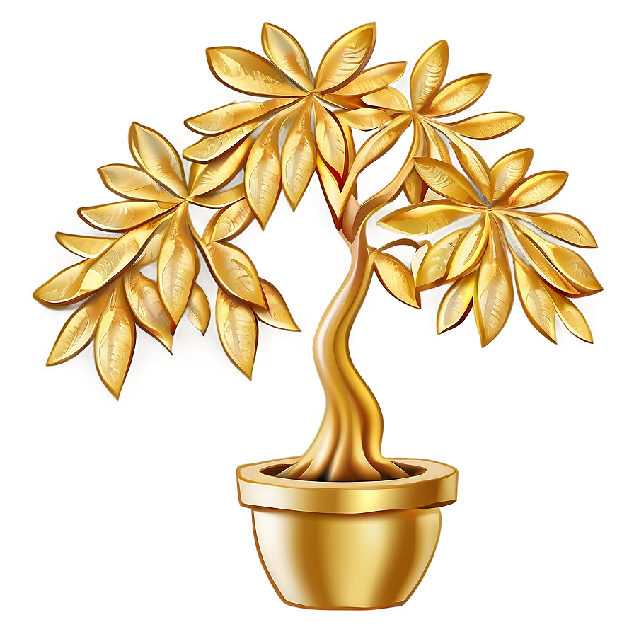 Golden Money Tree Design Png Xva PNG image