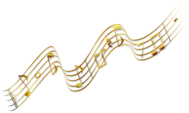 Golden Music Noteson Black PNG image