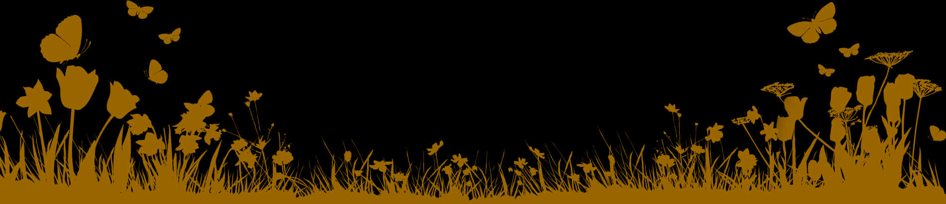 Golden Nature Silhouette Border PNG image