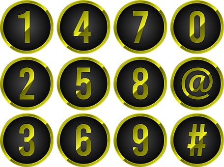 Golden Number Buttons Set PNG image