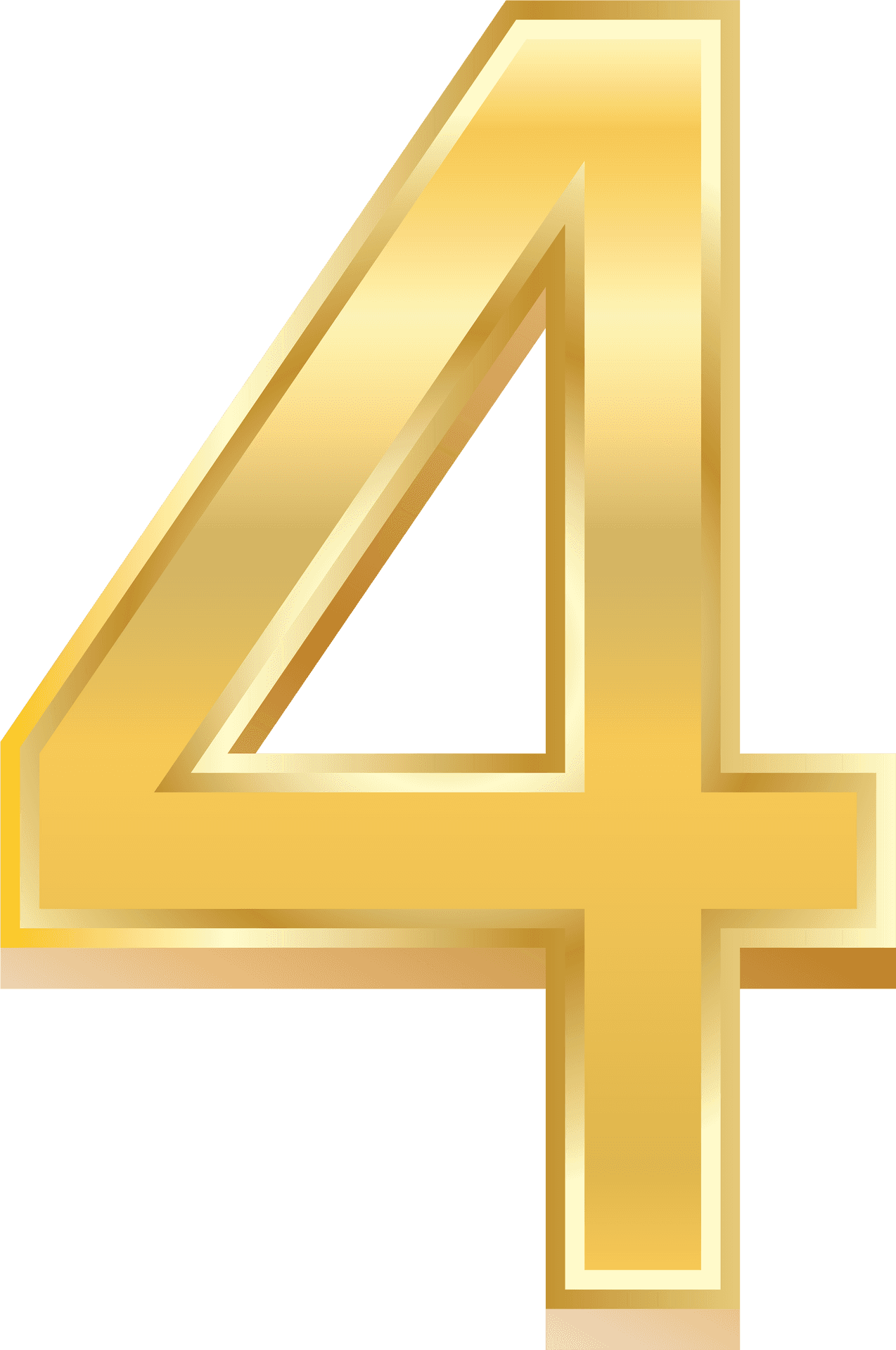 Golden Number Four Graphic PNG image