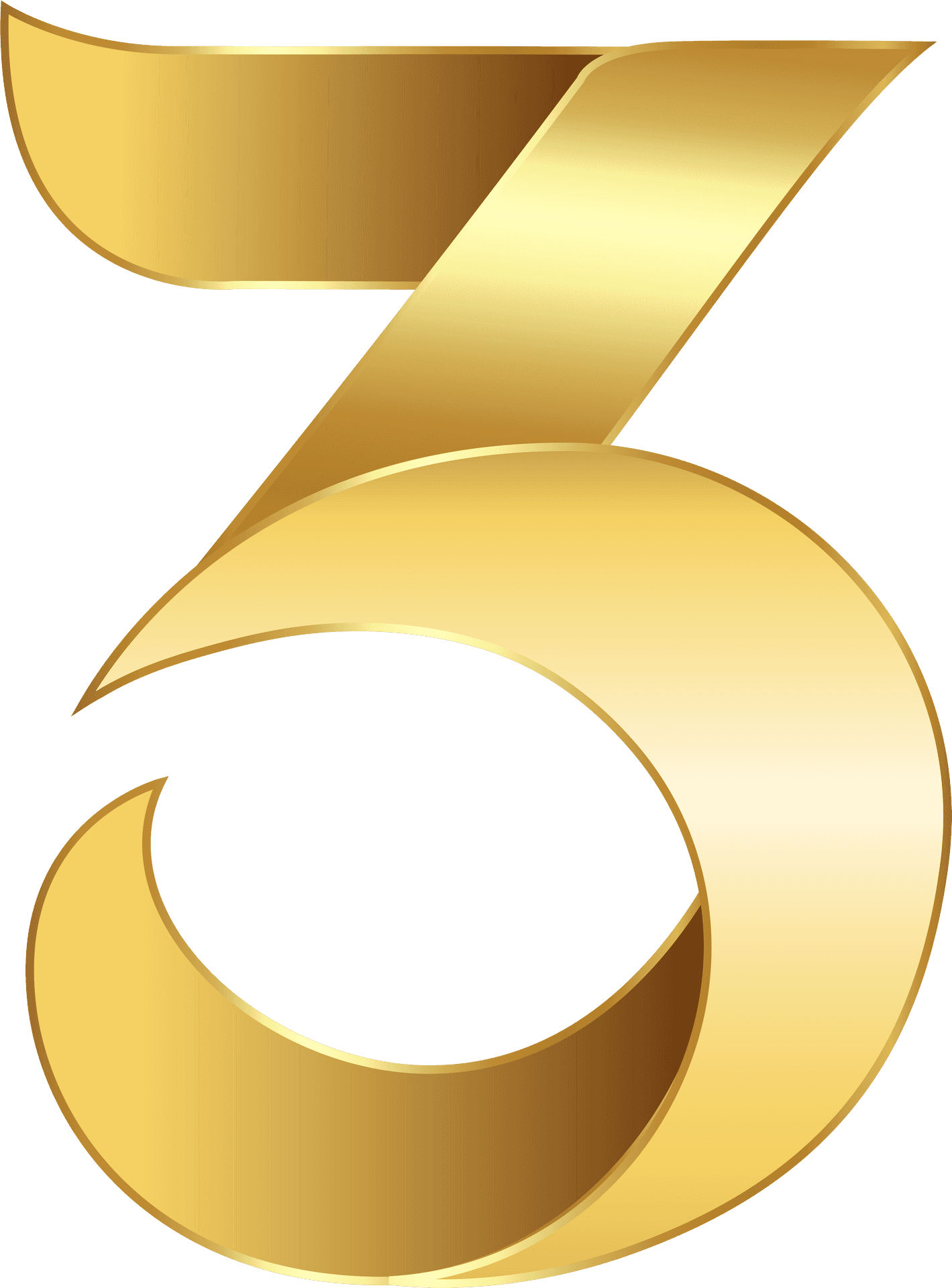 Golden Number Three Graphic PNG image