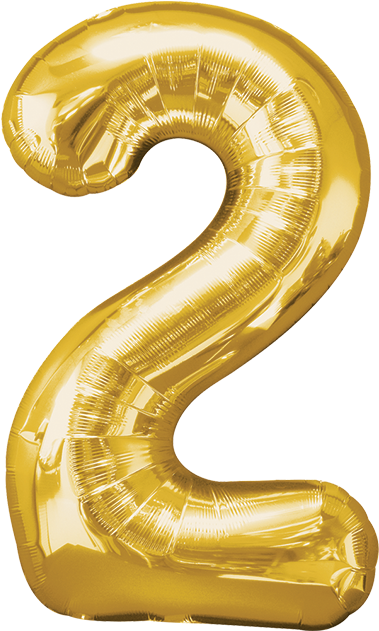 Golden Number2 Balloon PNG image