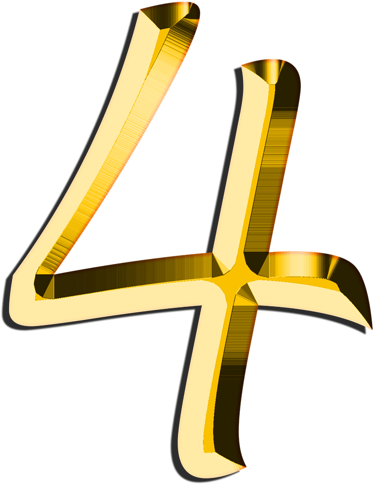 Golden Number4 Graphic PNG image