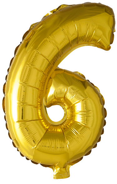 Golden Number6 Balloon PNG image