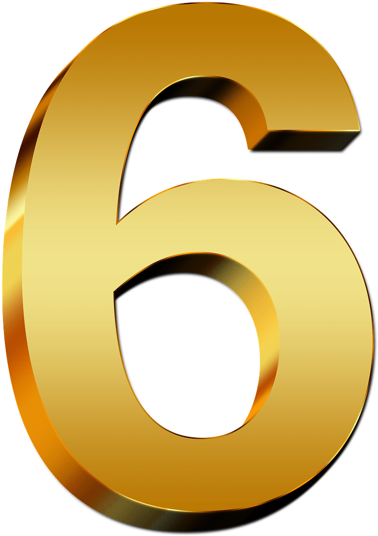 Golden Number6 Graphic PNG image