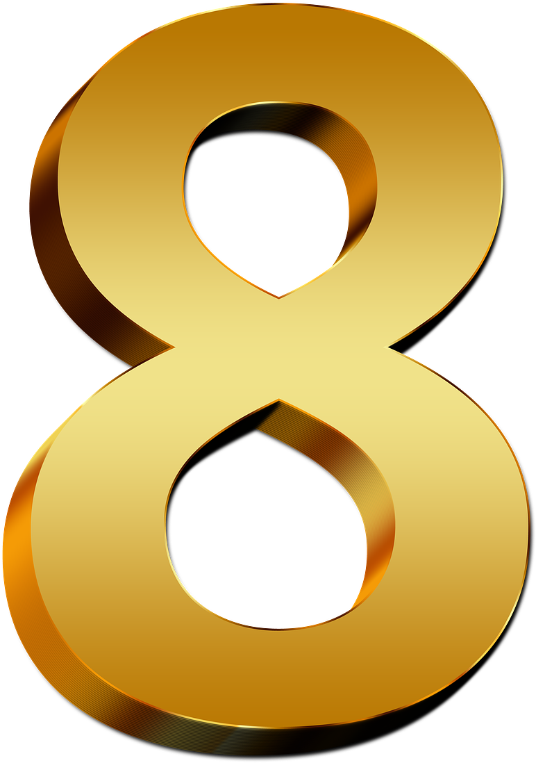 Golden Number8 Graphic PNG image
