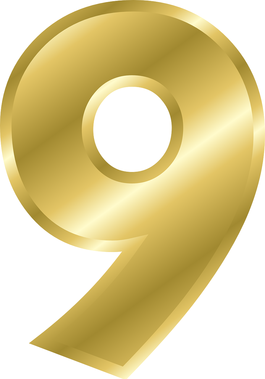 Golden Number9 Graphic PNG image