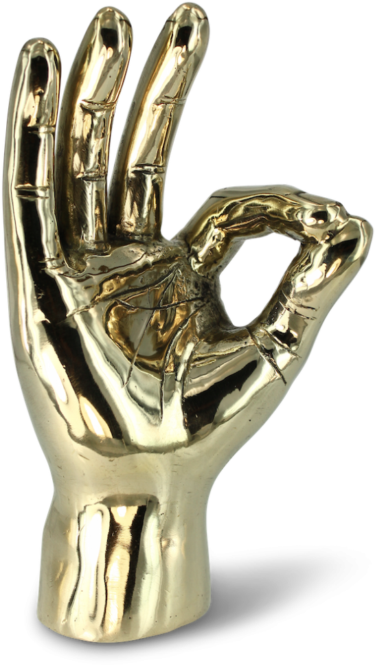 Golden O K Gesture Sculpture PNG image